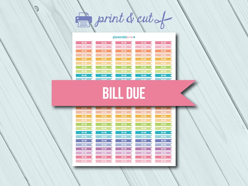 Bill Due Planner Stickers - Side Flags - Printable Stickers ...