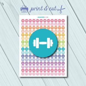 Workout Stickers - Dots - Printable Stickers - Weights - Dumbbells - Erin Condren Life Planner - Happy Planner - Personal Planner