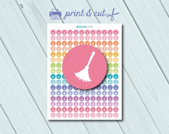 PRINTABLE Cleaning Planner Stickers - Dots - Functional Stickers - Printable Stickers - Erin Condren - Personal Planner - TN