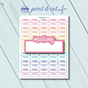 Meeting Printable Planner Stickers - Trackers - Word Outline Fillable Stickers - Erin Condren - Happy Planner - Personal Planner