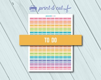 Könnte beinhalten: Druckbare Blatt mit bunten To-Do-List-Aufklebern. Jeder Aufkleber hat eine andere Farbe und sagt "To Do" mit einem Zeitfenster.