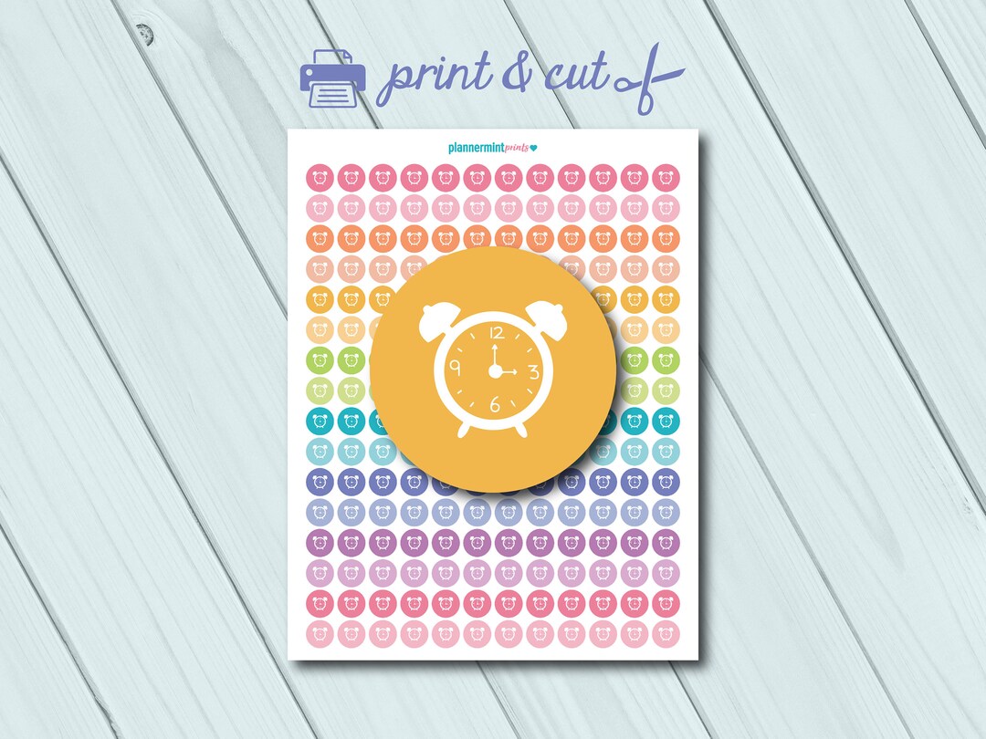 Alarm Clock Planner Stickers - Dots - Printable Stickers - Erin Condren ...