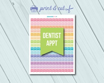 Dentist Planner Stickers - Side Flags - Printable Stickers - Flag Header - Erin Condren Life Planner - Happy Planner - Personal Planner