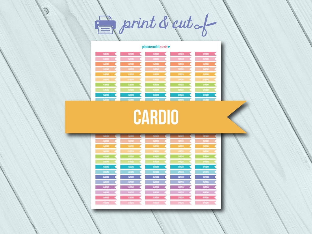 Cardio Planner Stickers - Side Flags - Printable Stickers - Flag Header ...