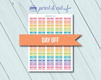 Day Off Planner Aufkleber - Side Flags - druckbare Aufkleber - Funktional - Flag Header - Erin Condren - Happy Planner - Work Plan - Work