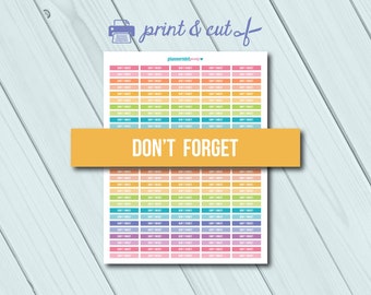 Don't Forget Planner Stickers - Headers - Printable Stickers - Erin Condren Life Planner - Happy Planner - Personal Planner - Instant