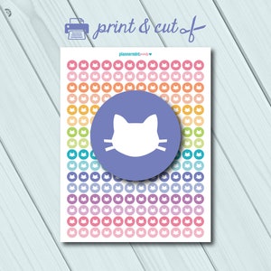 Cat Stickers - Dots - Printable Stickers - Kitten - Cat Head - Animal - Vet - Erin Condren Life Planner - Happy Planner - Personal Planner
