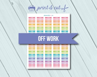Off Work Planner Aufkleber - Side Flags - druckbare Aufkleber - Funktional - Flag Header - Erin Condren - Happy Planner - Business - Work