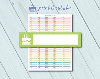 Birthday Planner Stickers - Printable Tracker Label - Printable Planner Stickers - Erin Condren - Happy Planner - Birthday Party - Cake