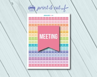 Meeting Planner Stickers - Printable Flag Stickers - Erin Condren - Happy Planner - Personal Planner - Work Appointment - Schedule