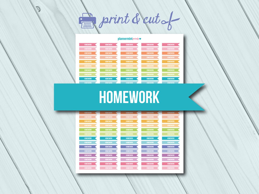 Homework Planner Stickers Side Flags Printable Stickers - Etsy