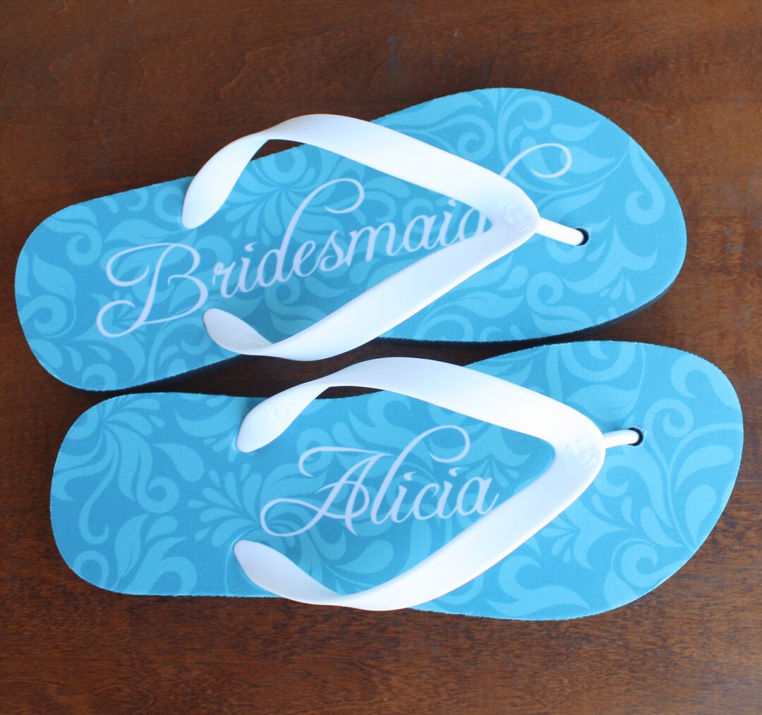 Bridesmaid Flip Flops Personalized Printing Sandals for Bridesmaid
