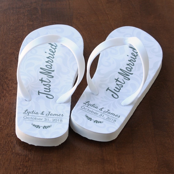 just married flip flops
