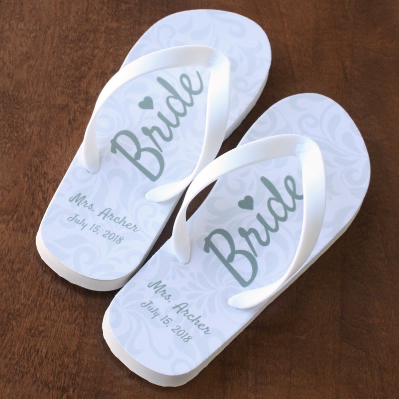 bride flip flops personalized