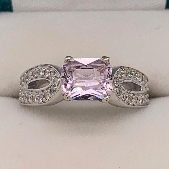 Pink Peach Sapphire Engagement Ring Diamond Engagement Ring | Etsy