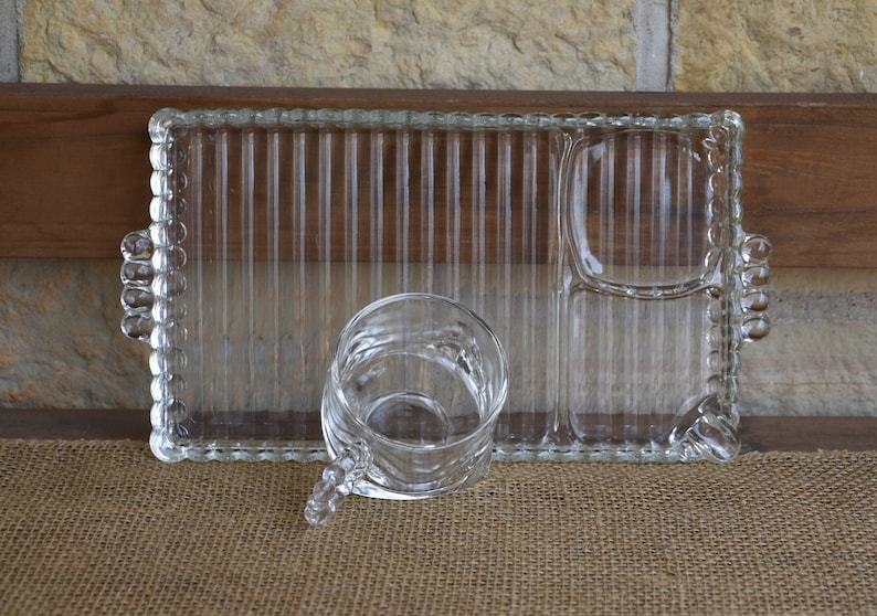 Boopie Colony Trays One Hazel Atlas Clear Glass Snack Set Luncheon Tray Orchard 1 Candlewick
