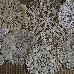 Set of Seven (7) Assorted Vintage Crochet Doilies