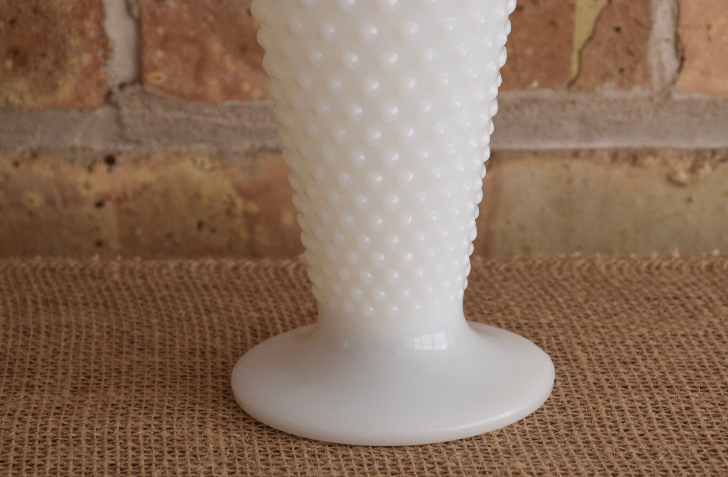 Vintage Milk Glass Hobnail Vase Fire King White Ruffled Etsy