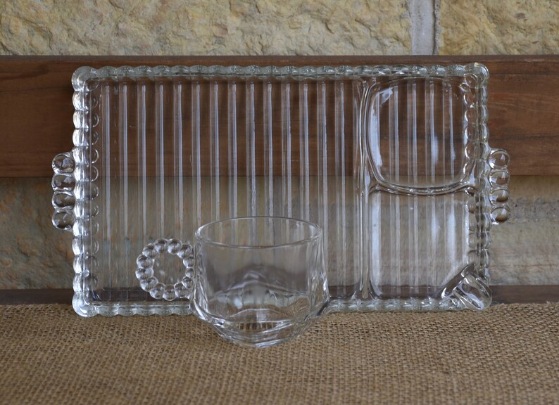 Boopie Colony Trays One Hazel Atlas Clear Glass Snack Set Luncheon Tray Orchard 1 Candlewick