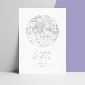 Cadeau de fiançailles ou de carte de mariage, Impression de carte circulaire personnalisée, Impression de carte de mariage personnalisée, Cadeau pour couple, Où nous nous sommes rencontrés, Impression d'association civile