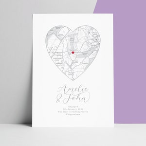 Hochzeitsgeschenk, Verlobungsgeschenk, personalisierte Herzkarte Druck, benutzerdefinierte Hochzeitskarte Druck, Geschenk für Paare, wo wir uns trafen, Lebenspartnerschaft