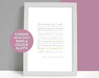 Personalised Song Lyrics Print, Wedding Reading or Quote Poster
