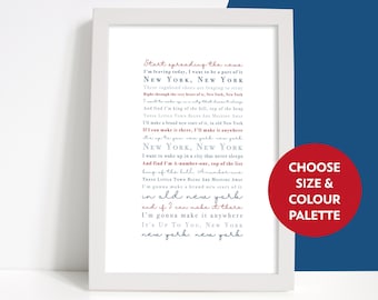 Frank Sinatra New York Lyrics Print: Song Lyric Art