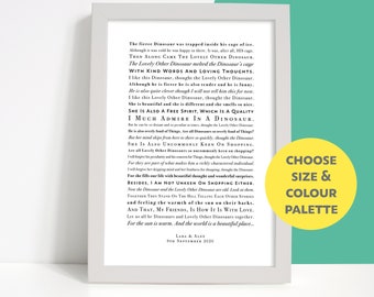 A Lovely Love Story by Edward Monkton Personalised or Non-personalised Wedding Reading Print Gift