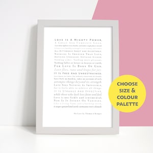 Sull'amore di Thomas à Kempis Lettura di nozze Stampa citazione personalizzata o non personalizzata Stampa regalo