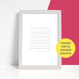 Estratto da Les Misérables di Victor Hugo "Si può dare senza amare" Stampa con citazione di lettura di nozze personalizzata/non personalizzata senza cornice