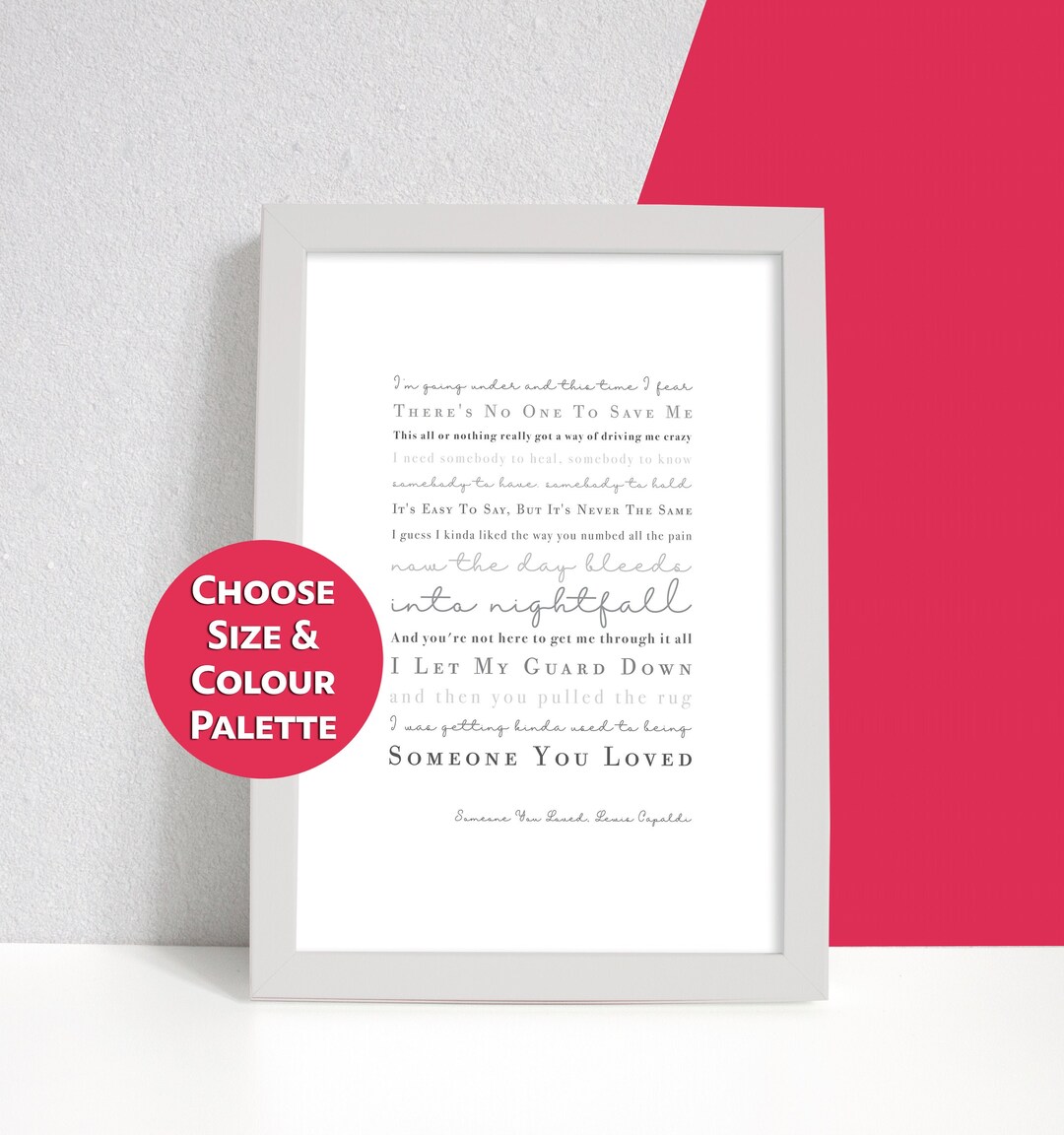 Lewis Capaldi Someone You Loved Song Lyrics Print Gift Etsy UK
