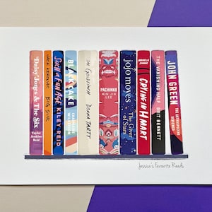 Custom Bespoke Book Spine Art Print Gift, Book Lover Gift, Bibliophile Gift, Favourite Books, Book Club Memento