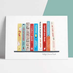 Book Spine Art Print DIGITAL PDF or JPG, Personalised Bookshelf, Gift for Book Lovers, Custom Books, Librarian Gift