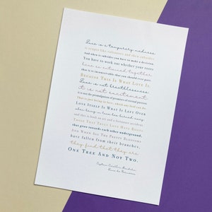 Captain Corelli's Mandolin Quote Print: Love is a temporary madness - Wedding Reading Gift