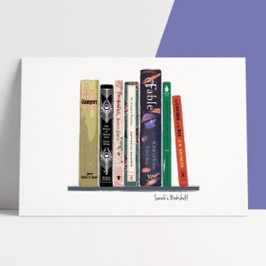 Book Spine Art Print, Personalised Bookshelf, Gift for Book Lovers, Custom Books, Librarian Gift