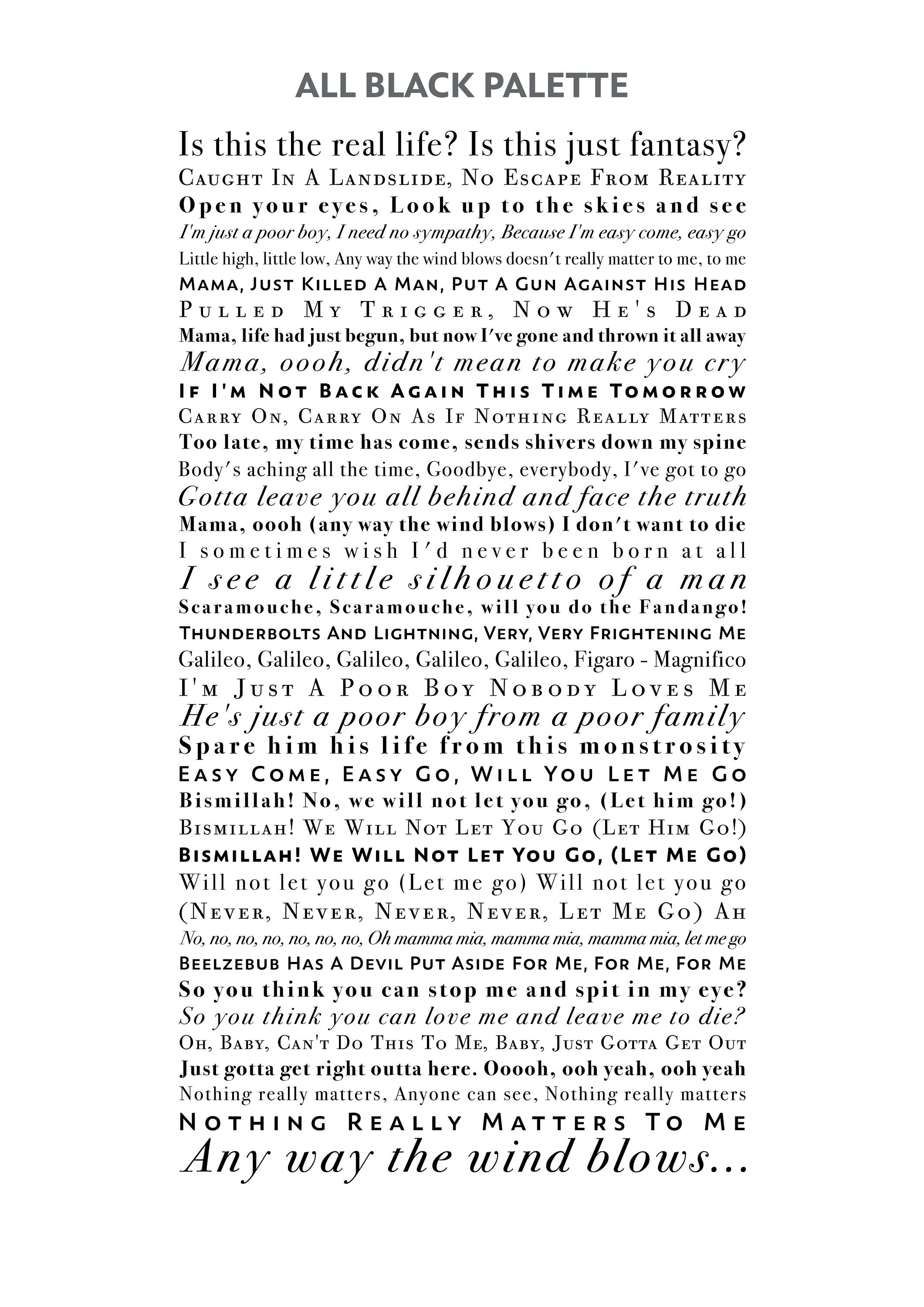 Bohemian Rhapsody by Queen A4 Unframed Song Lyrics Print | Etsy
