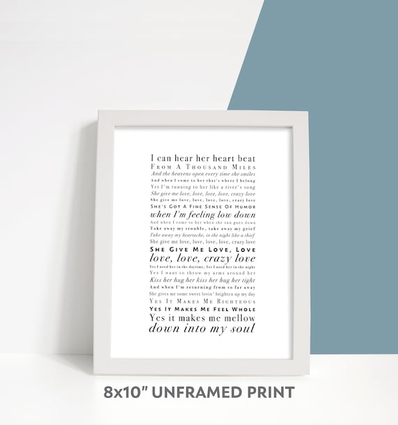 Crazy Love by Van Morrison Unframed Song Lyrics Print Gift - Etsy