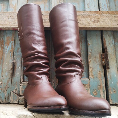 Men's Handmade Tall Leather Riding Boots Custom Leather Etsy