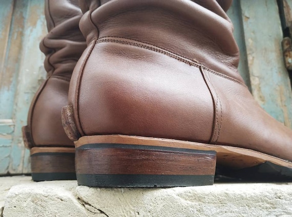 Custom Handmade Brown Leather High Knee Men Riding Boots Cowboy