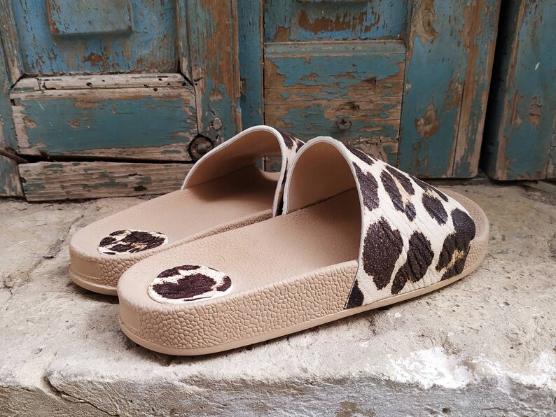 leather platform sliders