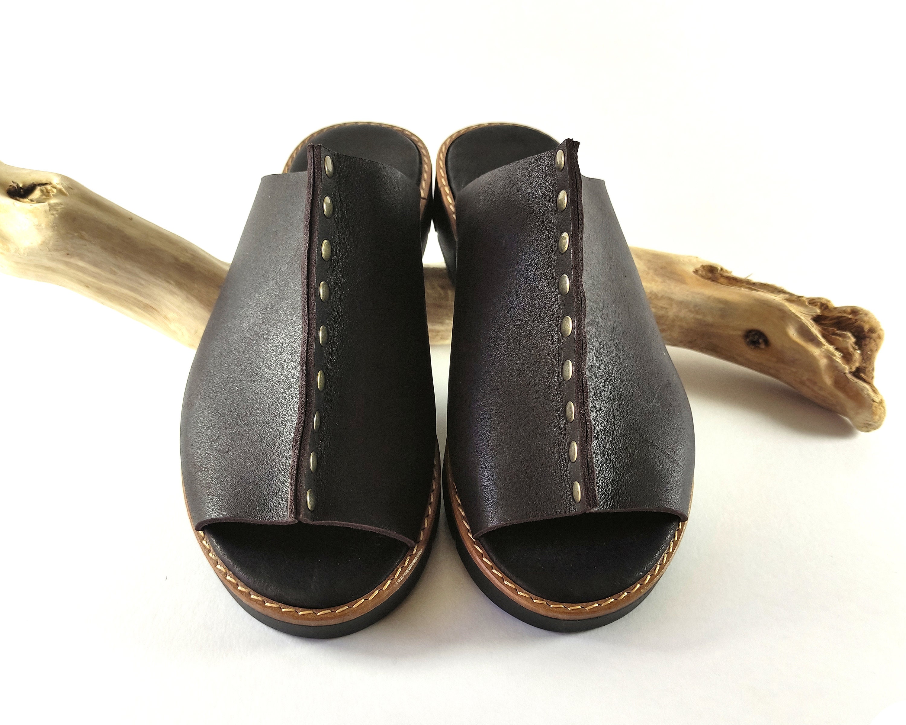 chunky black mules