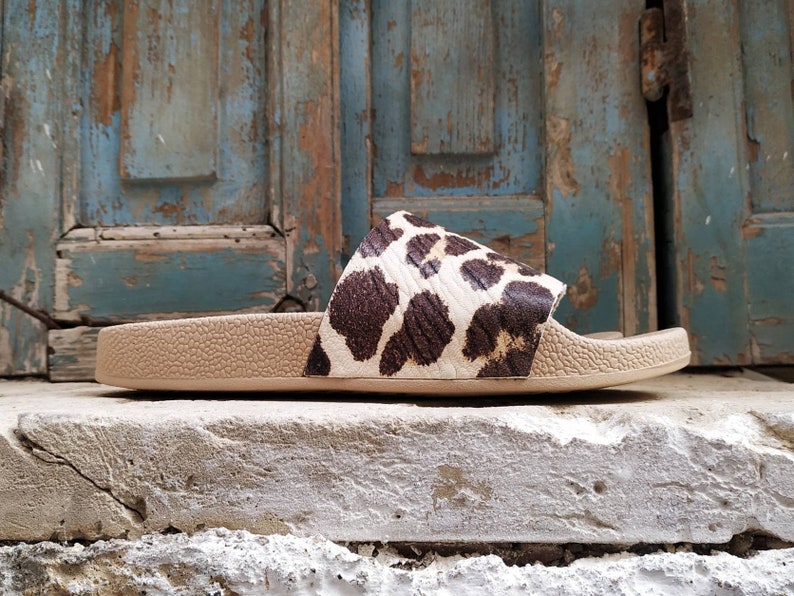 leather platform sliders