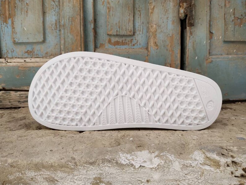 white summer shoes White leather beach sliders white platform greek sandals women