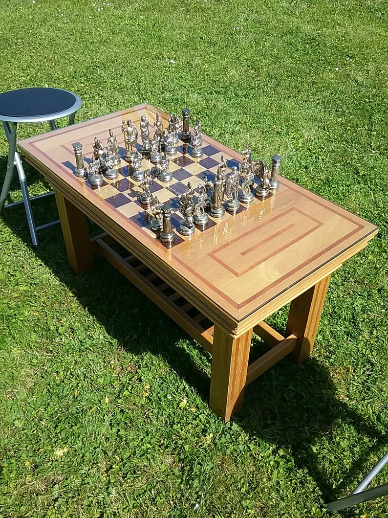 Bespoke Chess Table Coffee Tablechess Setchess Pieces Etsy