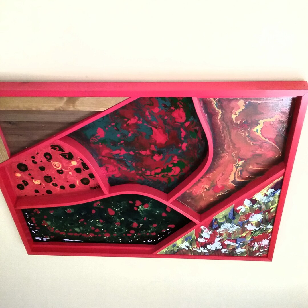 Fluid Acrylic Wood Wall Art Wall Hanging Abstract Art Etsy