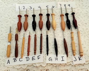 Bobbin Lace Tools - Pin Pushers and Pullers in different styles and woods - Some are one of a kind  and handturned 5.50 - 9.50