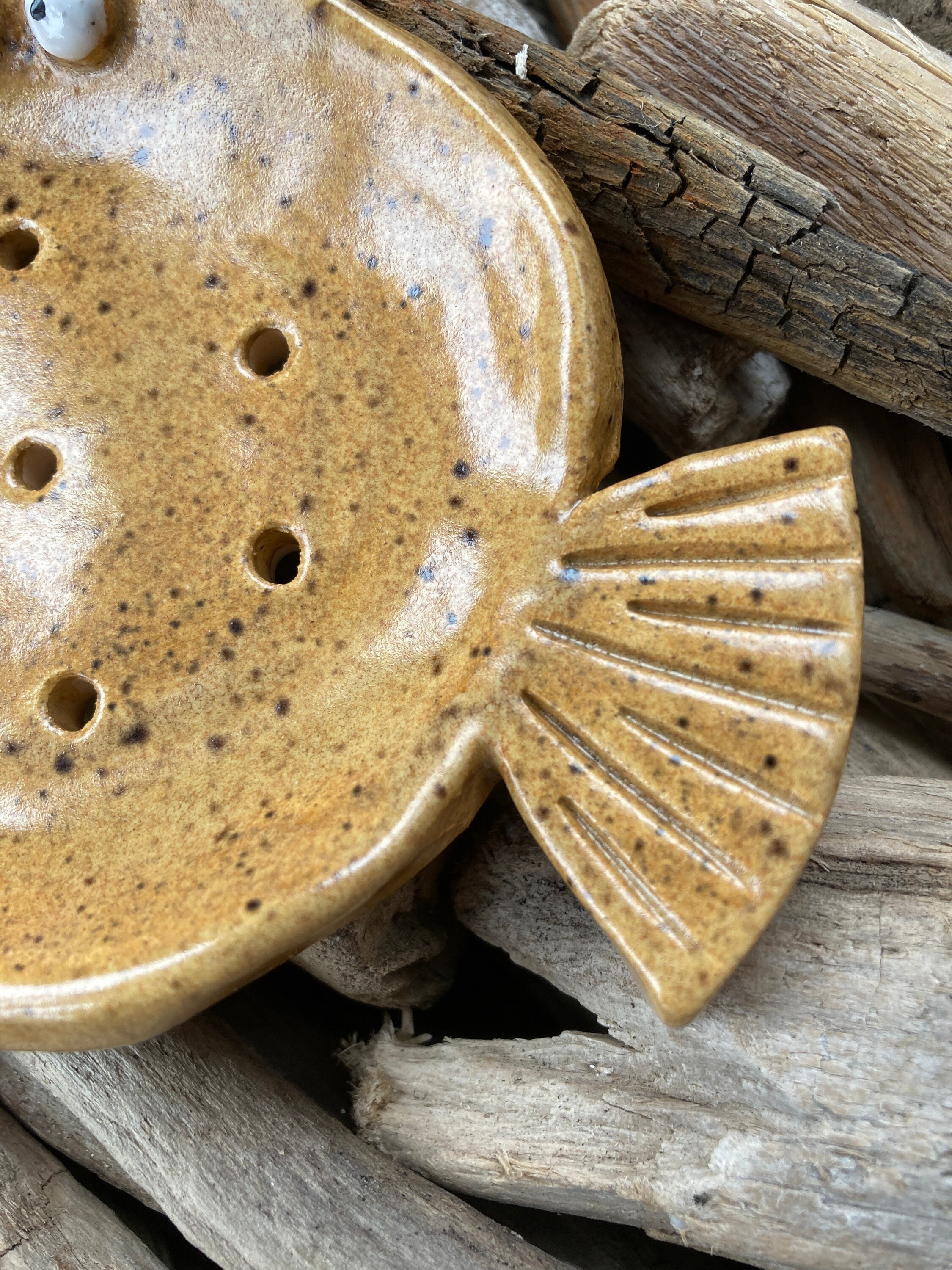 Handmade quirky Puffer fish pottery soap dish. Perfect gift Etsy
