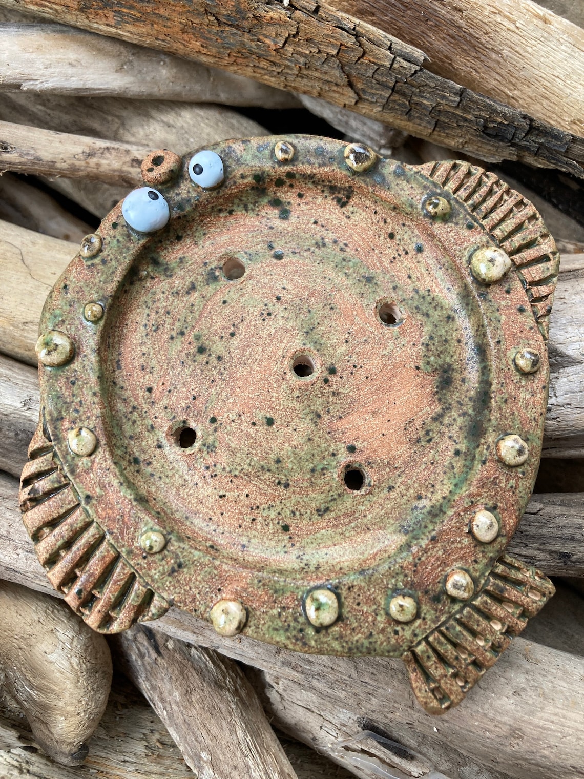 Handmade quirky Puffer fish pottery soap dish. Perfect gift Etsy