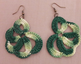 Variegated green earrings