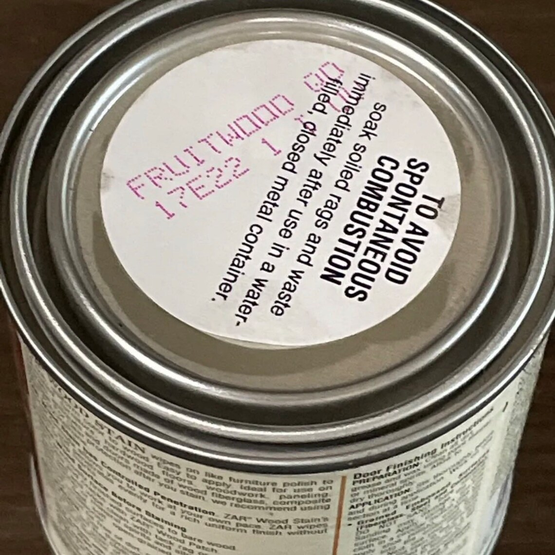 ZAR Oilbased Interior Wood Stain 113 Fruitwood, 1/2 Pint NEW